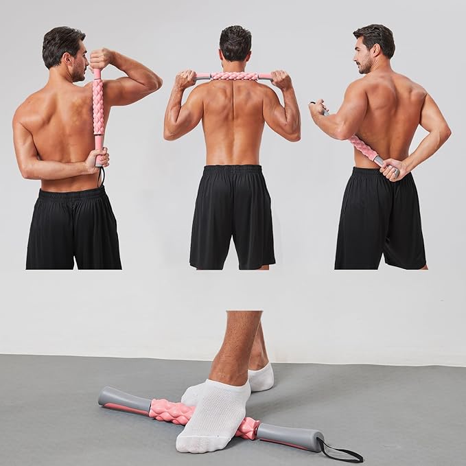 Muscle Roller, Soft Pink, EVA Material, Massage Roller Stick for Athletes and Office Workers, Relieves Muscle Tension and Pain-Body-Building apparatu