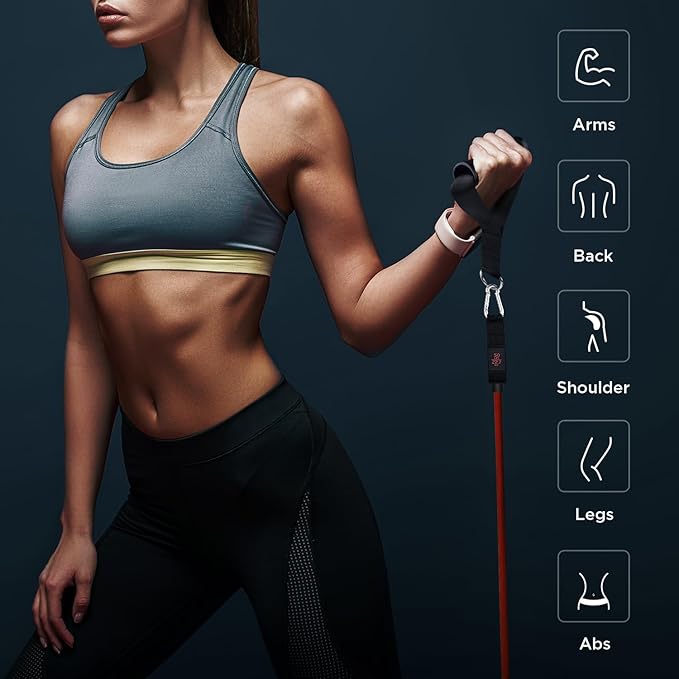 Resistance Bands, Simmgud Exercise Bands Set with Handles, Work Out Bands with Door Anchor, Ankle Straps for Strength Training, Physical Therapy, Home Gym for Men and Women, Yoga, Pilates 150 LBS