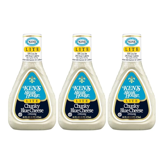 Ken's Steak House Lite Chunky Blue Cheese Dressing (16 Fl Oz, Pack of 3)