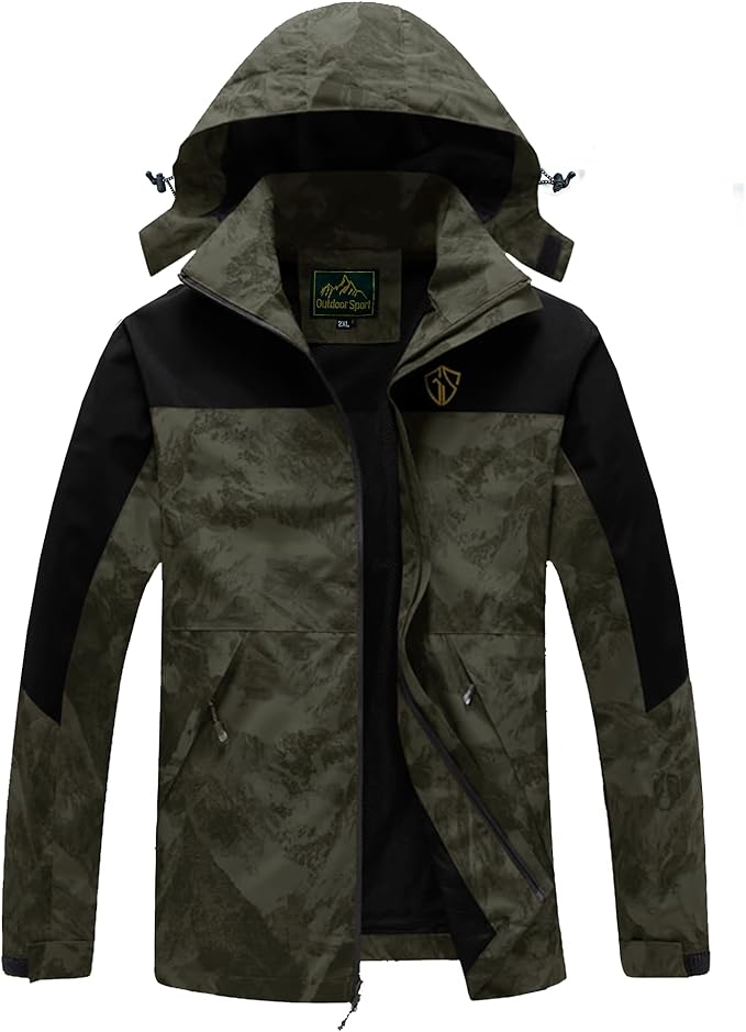 GIISAM Rain Jacket for Men, Mens Waterproof Raincoat Lightweight Rain Jackets Outdoor Rain Coat Windbreaker with Hood