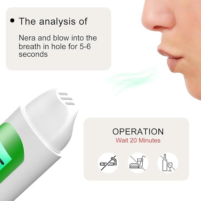 Ketone Breath Meter, Built in Rechargeable Battery Ketosis Tester, Helps You Enter Ketosis Easily(mmol/L) (White)