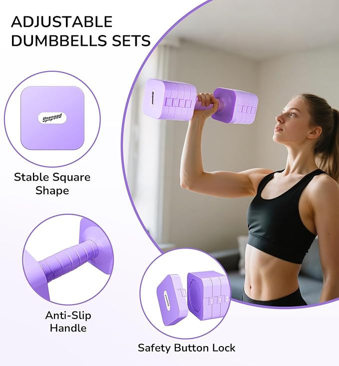 Adjustable Dumbbell Set for Women Men 16LB 20LB Hand Weights Dumbbells Sets Woman Exercise Fitness dumbbell Adjust dumbbells set of 2 for Home Gym Workout Strength Training Equipments