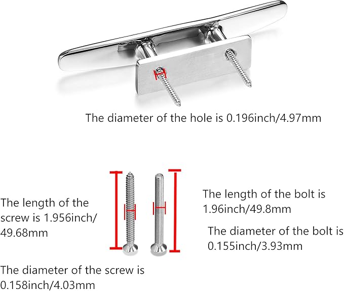 Boat Cleat 5 Inch Open Base 2 Pcs, Small Dock Cleat, Heavy Duty 316 Stainless Steel, Curtain Tie, Hook, Include Installation Screws