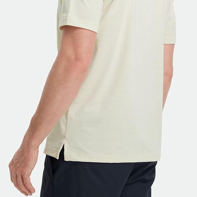 M MAELREG Golf Shirts for Men Moisture Wicking Striped Polo Performance Dry Fit Business Sports Mens Polo Shirts Short Sleeve