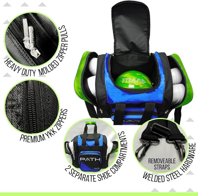 Pyramid Path Pro Deluxe Single Bowling Ball Tote - Holds One Ball, One Pair Shoes Up to Mens 15