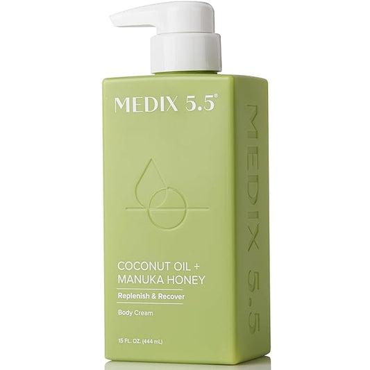 MEDIX Coconut Body Lotion + Manuka Honey Cream | Natural Coconut Oil Lotion For Women & Men | Moisturizer Cream Body Butter Skin Care Balm For Stretch Marks, Cellulite, & Dry Skin, 15 Fl Oz