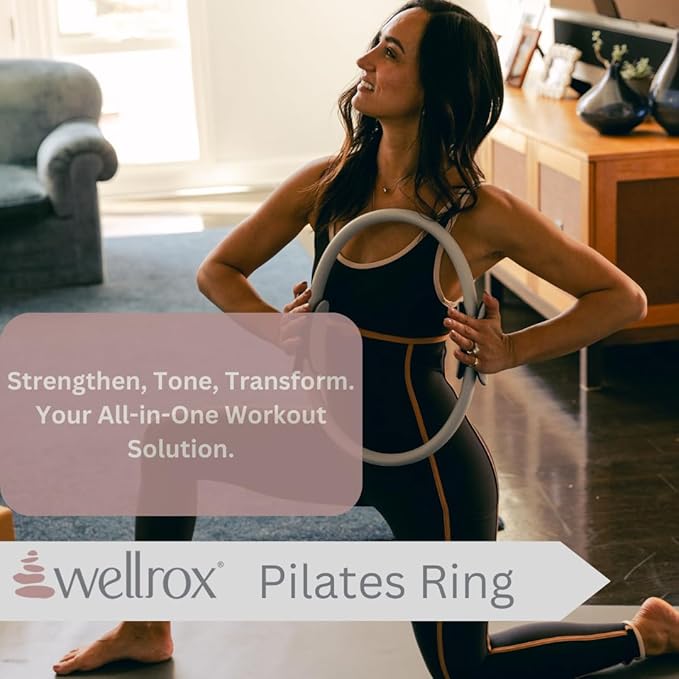 Pilates Ring and Carrying Bag- Lightweight Magic Circle Yoga Ring- Core, Thigh and Arm Exerciser for Yoga, Pilates, Strength Training (15 inches)