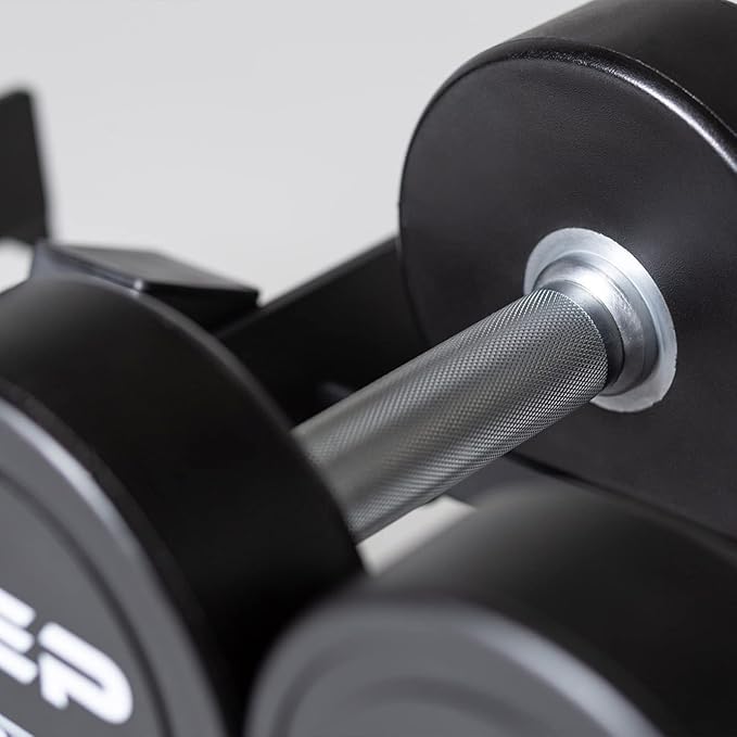 REP Fitness Urethane Coated Round Dumbbells, 5 to 100 lbs, Singles or Pairs, With or Without Rack, Steel Core, Rubber Encased, Chrome Handles, Professional Weights for Home Gym Strength Training