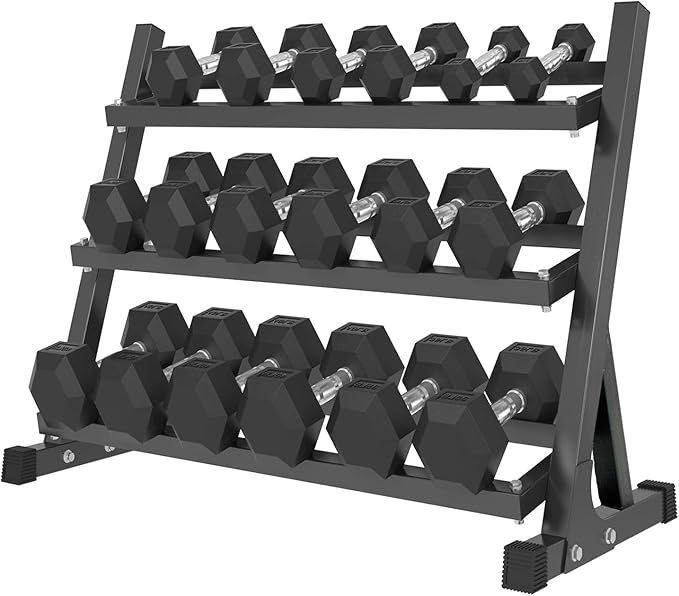 350/450/550 lbs Hex Weight Dumbbell Sets with Rack 5-50 lbs Hand Weights for Strength Training for Home Gyms Men Women Rubber Iron Rubber Coated Exercise & Fitness Muscle