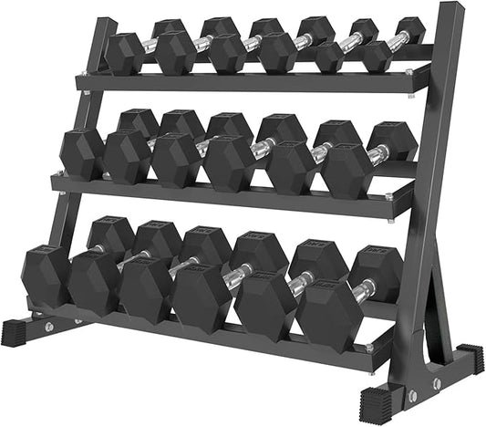 350/450/550 lbs Hex Weight Dumbbell Sets with Rack 5-50 lbs Hand Weights for Strength Training for Home Gyms Men Women Rubber Iron Rubber Coated Exercise & Fitness Muscle
