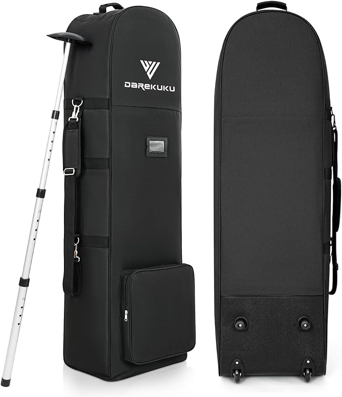 Golf Travel Bags for Airlines with Adjustable Support Rod and Detachable Shoulder Straps, Soft Foldable Golf Club Travel Covers, 900D Heavy Duty Oxford