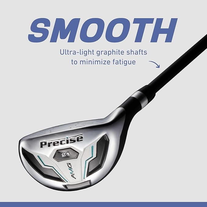 Precise AMG Men's Complete Golf Club Set, Includes Titanium Driver, S.S. Fairway, S.S. Hybrid, S.S. 6-PW Irons, Putter, Bag, 3 H/C's, Men’s Golf Clubs Full Set Right Handed, Regular or Tall Size