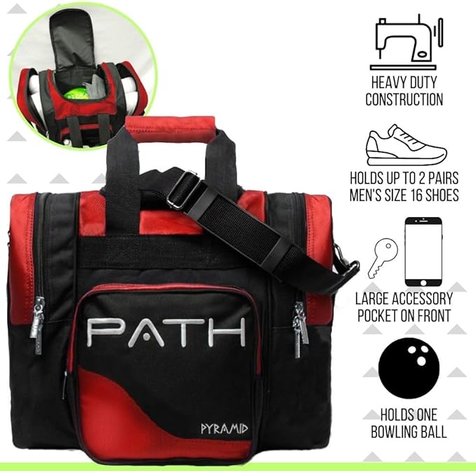Pyramid Path Pro Deluxe Single Bowling Ball Tote - Holds One Ball, One Pair Shoes Up to Mens 15