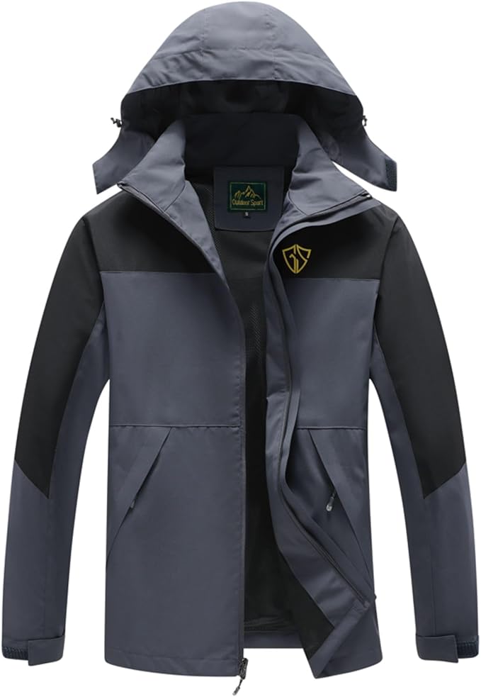 GIISAM Rain Jacket for Men, Mens Waterproof Raincoat Lightweight Rain Jackets Outdoor Rain Coat Windbreaker with Hood