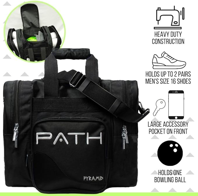 Pyramid Path Pro Deluxe Single Bowling Ball Tote - Holds One Ball, One Pair Shoes Up to Mens 15