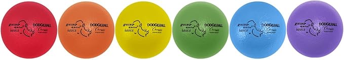 Champion Sports Rhino Skin Dodgeball Set – 6 Soft Foam Dodgeballs with Tear-Resistant Coating, Grip Surface, Low Bounce, Mesh Bag, Indoor & Outdoor Playground or PE Class Ball Set – 6” or 7”