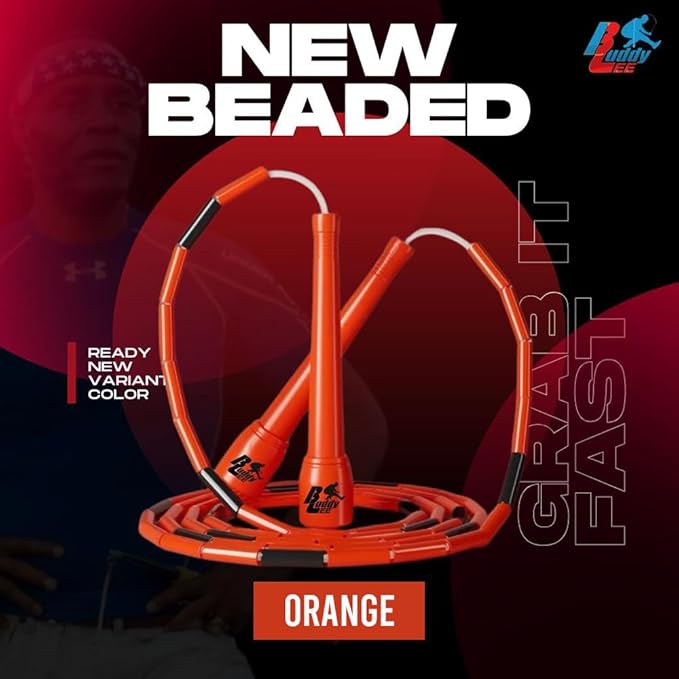 Buddy Lee New Beaded Jump Rope – Adjustable Skipping Rope for Kids & Adults – Durable, Tangle-Free Fitness Jump Rope with Ergonomic Handles for Cardio, Training & Outdoor Workouts