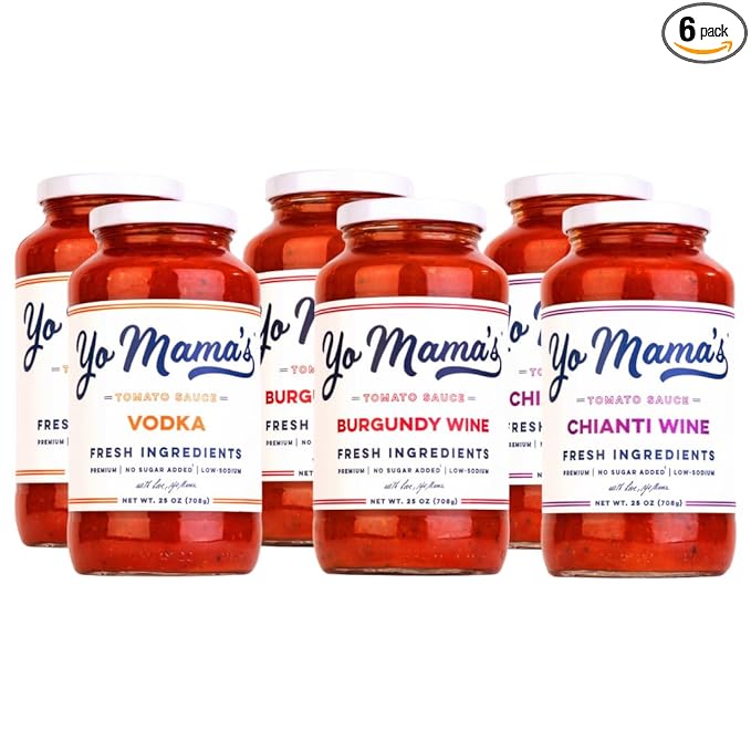 Yo Mama's Foods Keto Pasta Sauces - Pack of (6) - No Sugar Added, Gluten Free, Preservative Free, Paleo Friendly, and Made with Whole, Non-GMO Tomatoes!