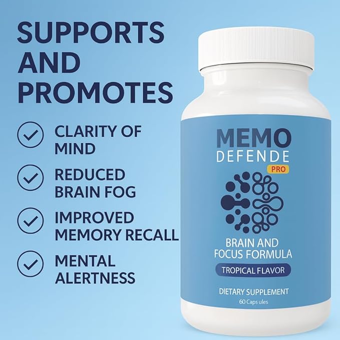 Memo Defende Pro Brain and Focus Formula, Tropical Flavor, 60 Capsules, Dietary Supplement with Vitamins and Minerals (3)