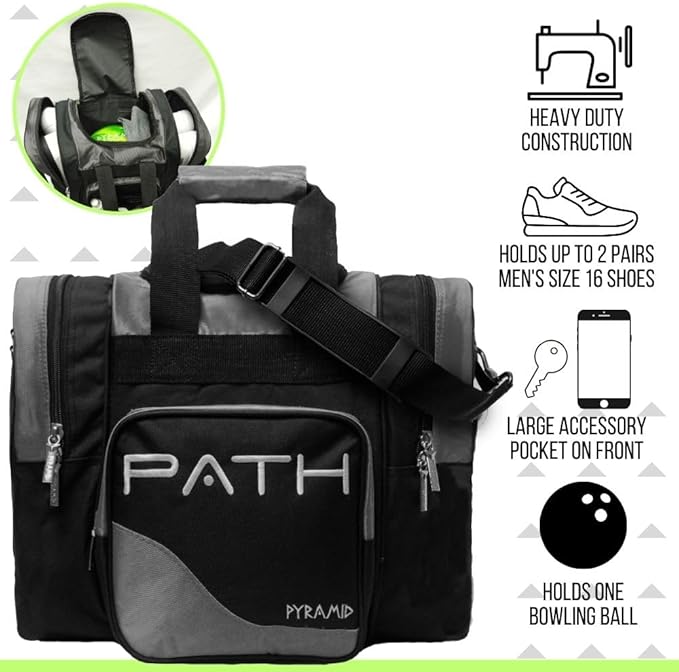 Pyramid Path Pro Deluxe Single Bowling Ball Tote - Holds One Ball, One Pair Shoes Up to Mens 15
