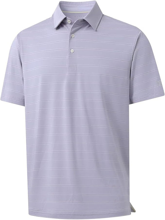 M MAELREG Golf Shirts for Men Moisture Wicking Striped Polo Performance Dry Fit Business Sports Mens Polo Shirts Short Sleeve