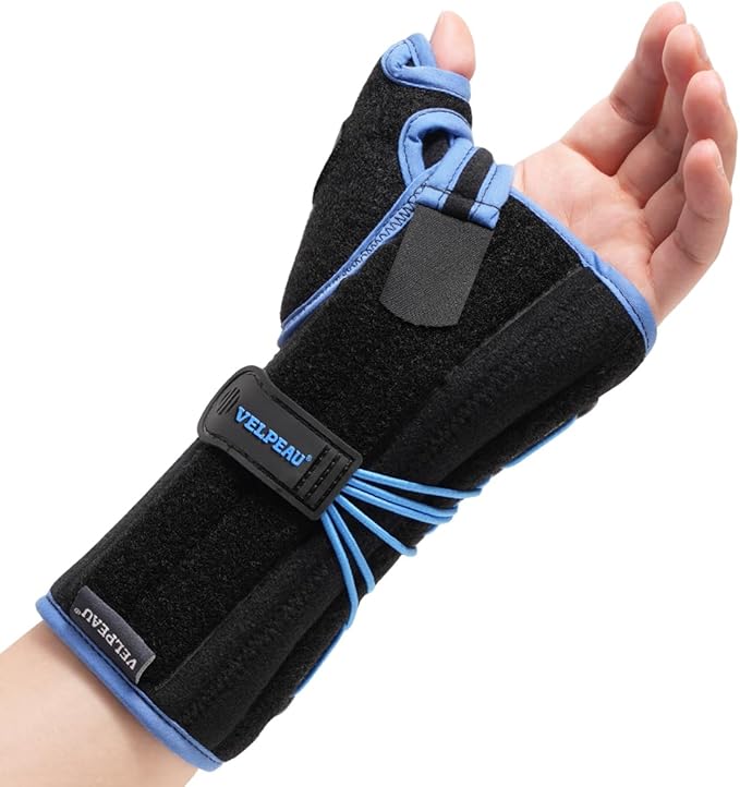 Velpeau Carpal Tunnel Wrist Brace with Thumb Stabilizer Night Support, Stabilizes Wrist Thumb Joint, Pain Relief for Tendonitis, De Quervain's Tenosynovitis, Arthritis (Drawstring, Left Hand, S)