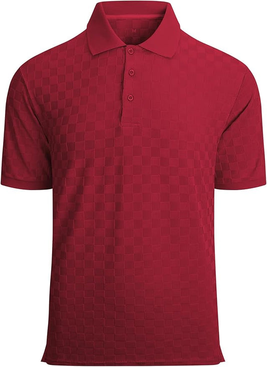 Esabel.C Golf Shirts for Men Dry Fit Performance Short Sleeve Print Moisture Wicking Collared Shirt