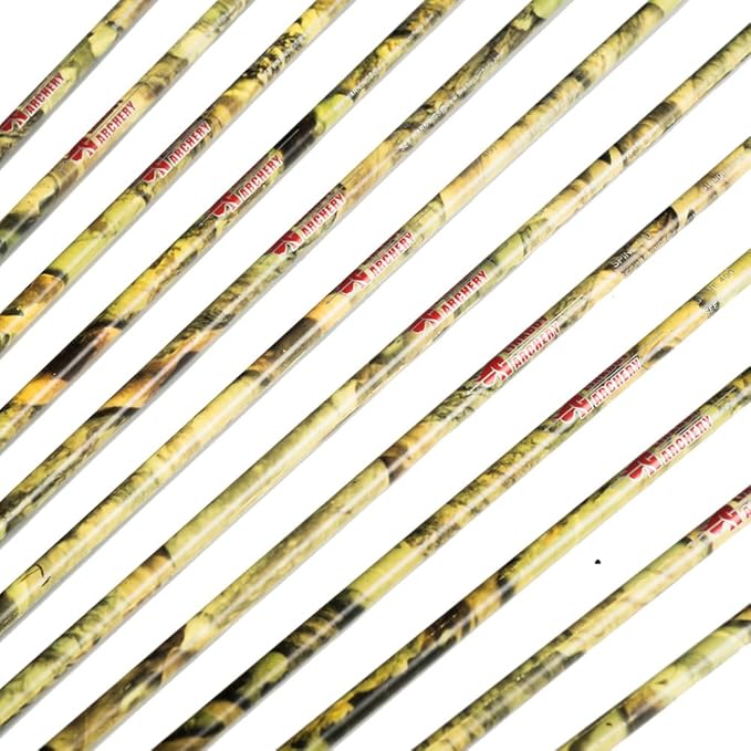 Archery 30" 32" 400 500 Spine Carbon Hunting Arrows Turkey Feather for Compound Recurve Bow Longbow Practice Target Camo Arrow Pack of 12PCS