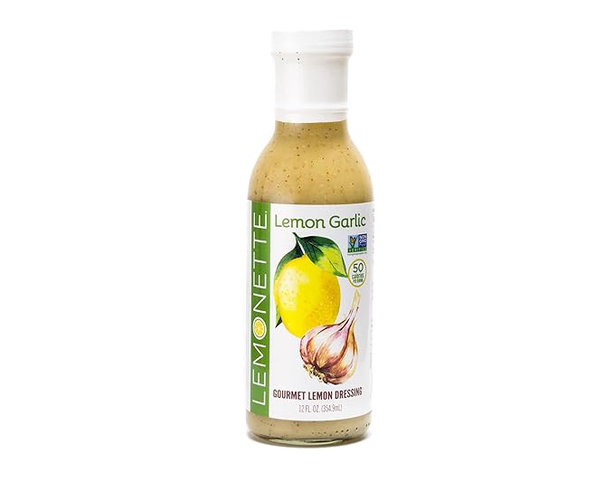 LEMONETTE Sugar Free, Low Cal, Low Fat Salad Dressing: Lemon Garlic 1 Gourmet 12oz bottle - Keto, Gluten Free, Vinegar Free, Soy Free, Dairy Free, Canola Free, Vegan Certified