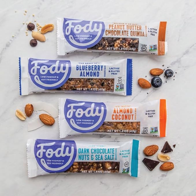 Fody Foods Snack Bars, Dark Chocolate Nuts & Sea Salt, 1.41 Oz (Pack of 6), 5g Protein, Low FODMAP, Gut & IBS Friendly, Vegan, Lactose Free, Non-GMO, Gluten Free