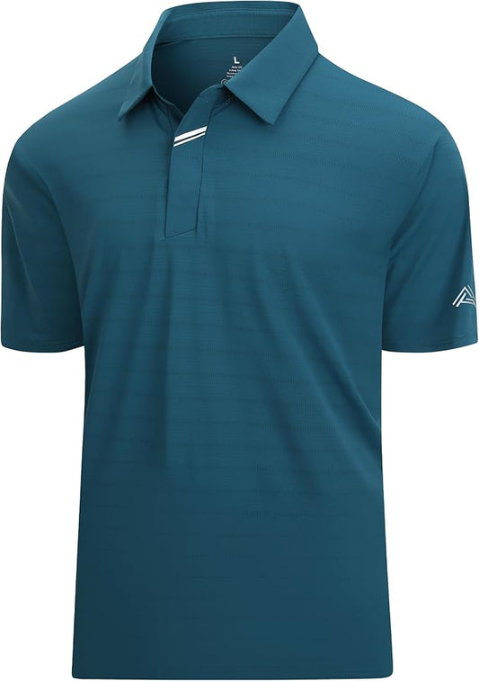 Damipow Premium Golf Shirts for Men Dry Fit Performance Polo Short Sleeve Collared Shirt