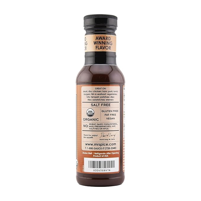 Mr. Spice Salt Free Award-Winning Taste Garlic Steak Sauce | Low Sodium | Organic | No Salt Steak Marinade | Gluten Free | Low Calorie Garlic Sauce | 13.5 Ounce (Pack of 1)