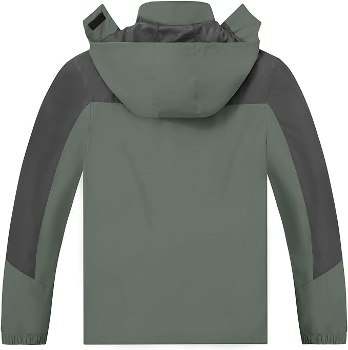 TEZO Mens Rain Jacket Waterproof with Hooded Hiking Coat Lightweight Windbreaker