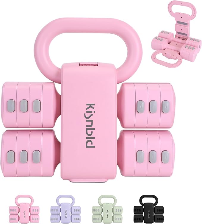 Adjustable Dumbbell Set of 2, 4 in 1 Free Weights Dumbbells Set for Women with Fast Adjustment, Each 2lb 3lb 4lb 5lb Hand Weights Set for Home Gym & Outdoor Exercise Training