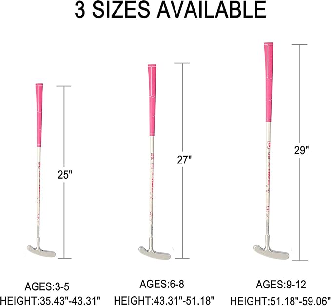 Acstar Two Way Junior Golf Putter Graphite Kids Putter Both Left and Right Handed Easily Use 3 Sizes to Choose Freely for Kids Ages 3-5 6-8 9-12