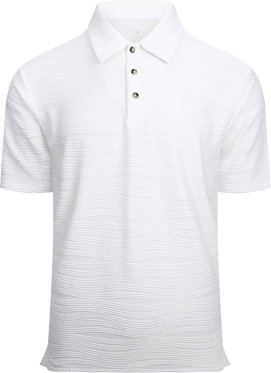 Esabel.C Golf Shirts for Men Dry Fit Performance Short Sleeve Print Moisture Wicking Collared Shirt