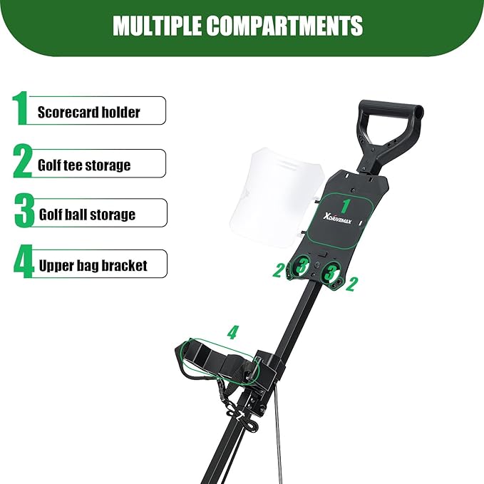 Golf Push Cart Series: 2-Wheel, 3-Wheel, 4-Wheel & 360° Swivel Front Wheel