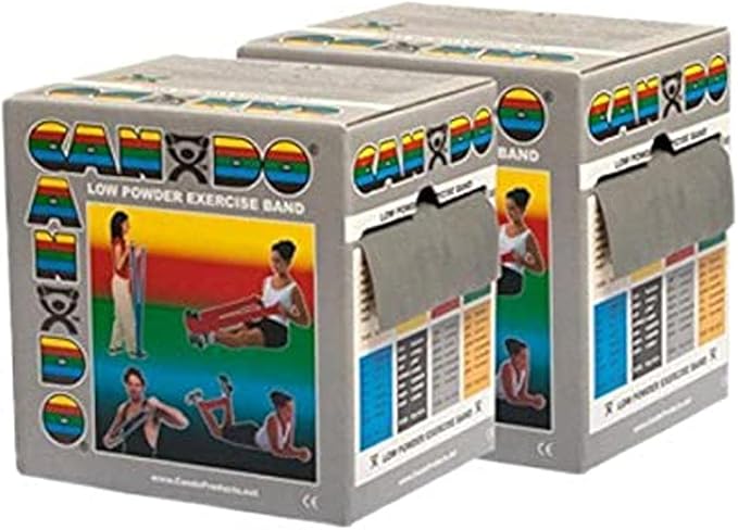 CanDo Twin-Pak Exercise Band, Silver, 100 Yard