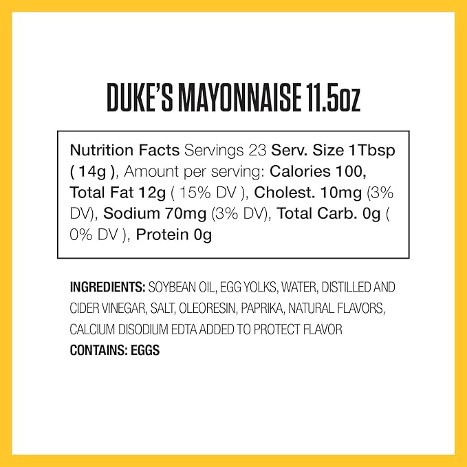 Duke’s Real Mayonnaise Squeeze Bottle – Original Smooth & Creamy Taste, 11.5 Ounce (Pack of 6)