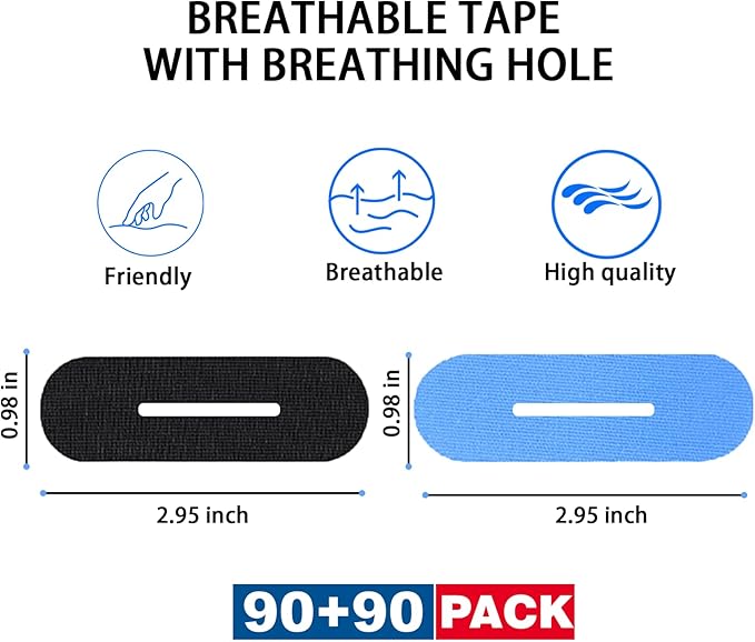 180 PCS Bowling Thumb Tape with Breathing Holes - Breathable & Sweat Proof Sports Tape for Men Women, Finger Grip Protection for Bowling, Yoga, Fitness (Black & Blue)
