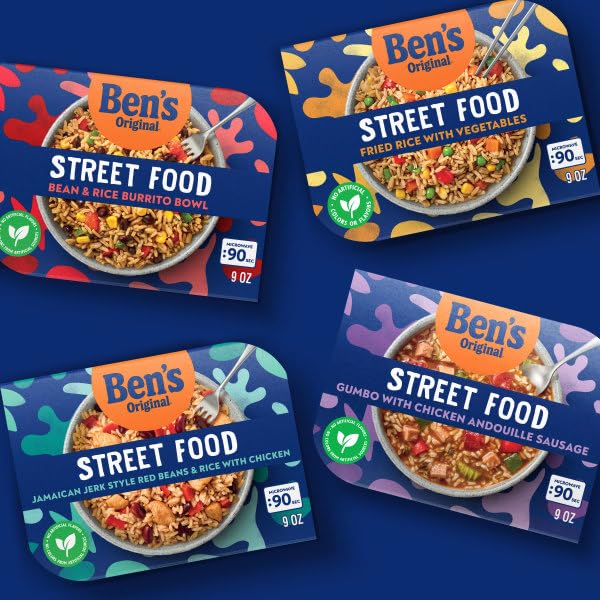 BEN'S ORIGINAL Street Food Fried Rice with Vegetables, Prepared Entrée, Microwave in 90 Seconds, 9 oz (Pack of 6)