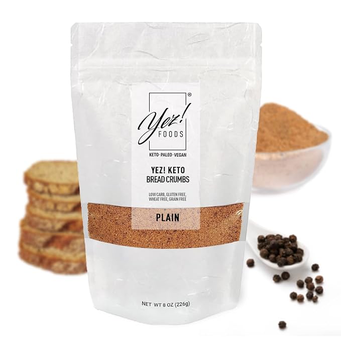Yez! Foods Bread Crumbs – Clean Keto, Paleo, Vegan, Low Carb, Gluten Free – No Added Sugar, Diabetic Friendly, 1 Net Carb – 8oz