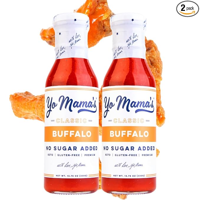 Yo Mama’s Foods Keto Buffalo Dipping, Marinade & Wing Sauce - Pack of (2) - Low-Zero Carb, No Sugar Added, Whole30, Paleo, Gluten and Soy Free, and Low Calorie!