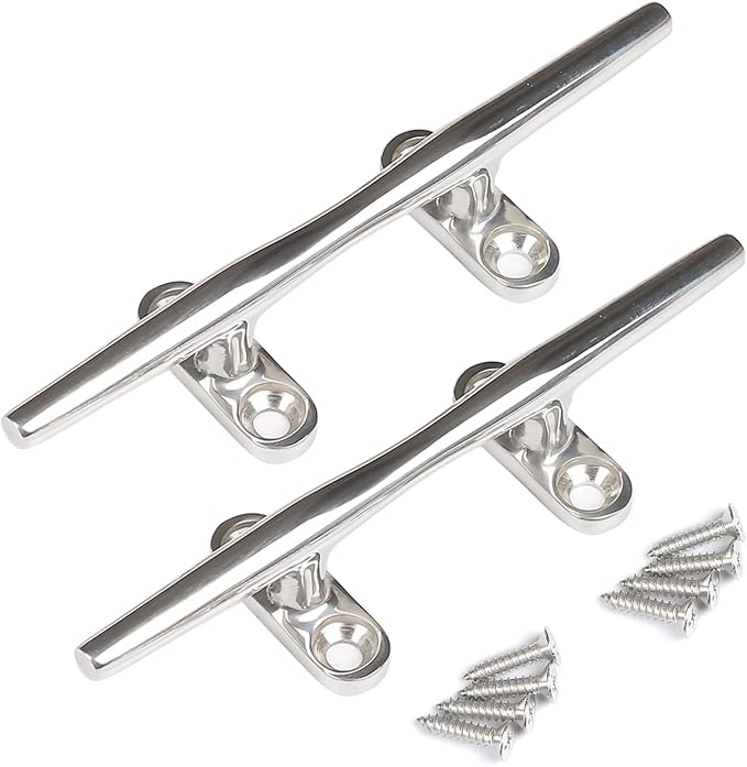 Boat Cleats 4 inch/5 inch/6 inch/8 inch Marine Dock Cleats Stainless Steel Boat Rope Cleat with Fasteners for Marine, Deck, Nautical Décor