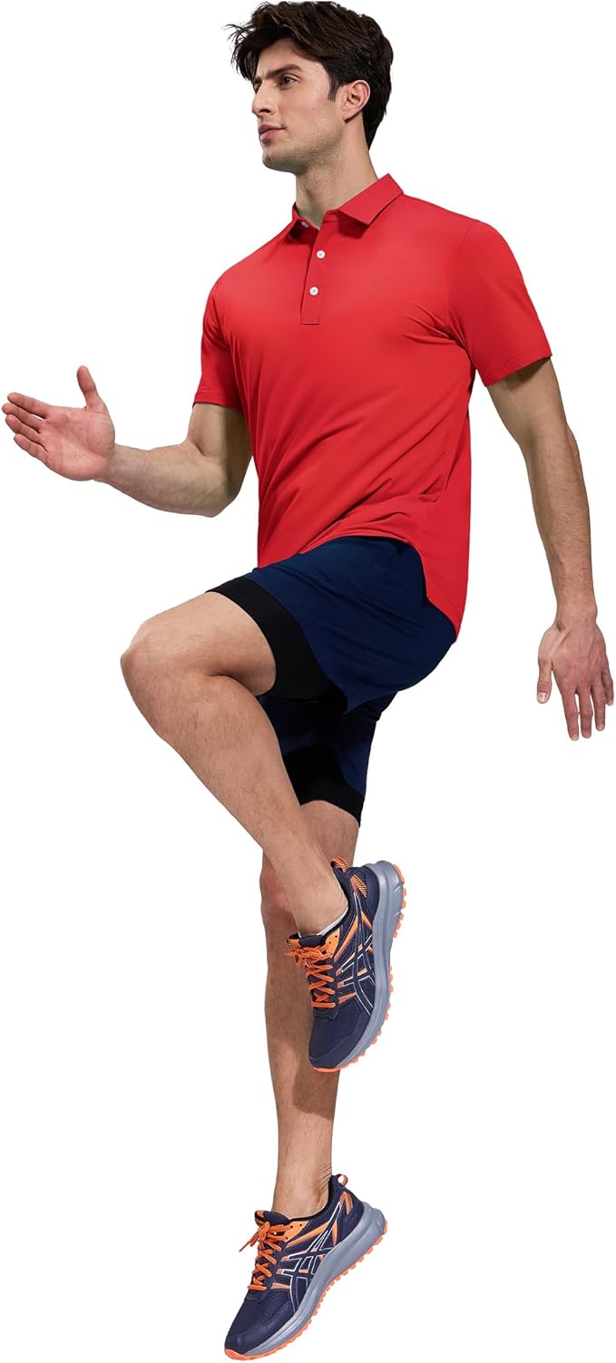 MIER Polo Shirts for Men Short Sleeve Dry Fit Performance Golf Tennis Active Collared Shirts, UPF 50+ Sun Protection