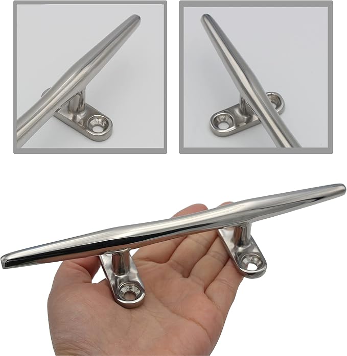 8/10/12/15 inch Dock Cleats - 316 Stainless Steel Boat Cleats Boat Dock Cleats,Open Base Dock Cleat with Fasteners,Marine Cleat Rope Cleat Boat Cleat for Boat/Deck/Nautical Decor(1,2,4,6 Pack)