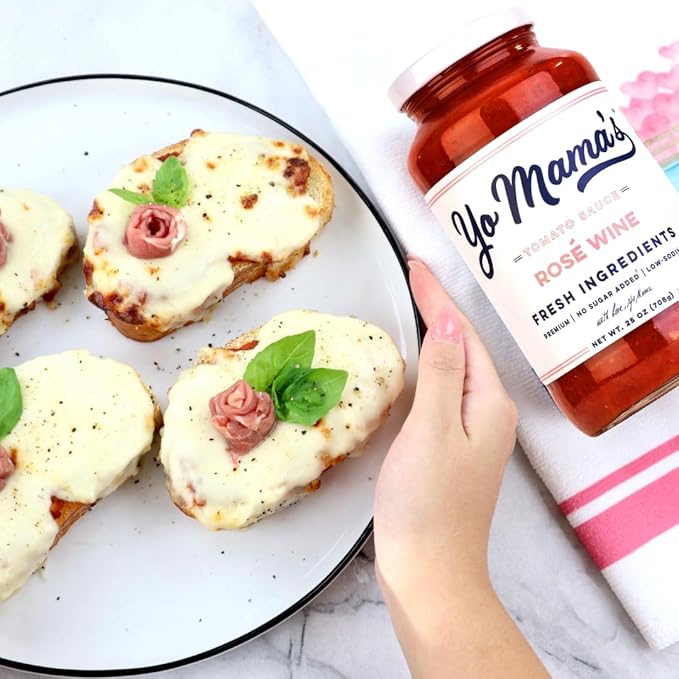 Yo Mama's Foods Keto Rosé Wine Pasta Sauce - Pack of (1) - No Sugar Added, Low Carb, Low Sodium, Gluten Free, Paleo Friendly, Non-GMO, and Vegan