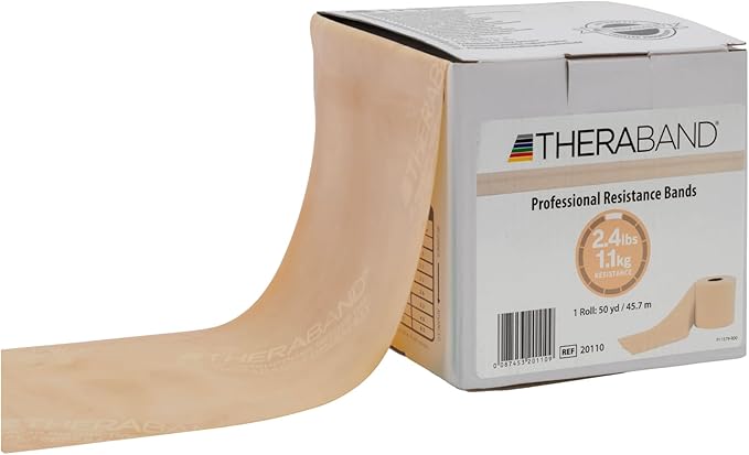 THERABAND Resistance Bands, 50 Yard Roll Professional Latex Elastic Fitness Band For Upper & Lower Body & Core Exercise, Physical Therapy, Pilates, Yoga, Stretching, Home Workouts, & Rehab