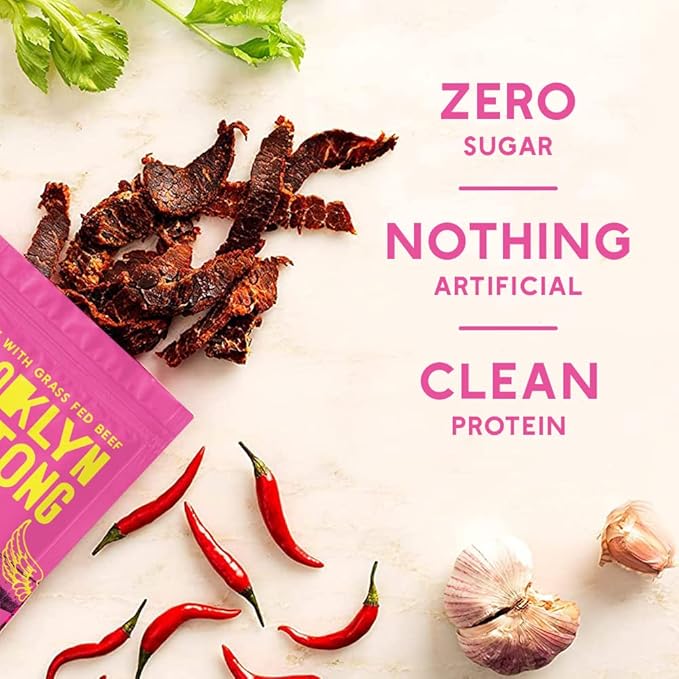 Brooklyn Biltong Air Dried Grass Fed Beef Snack, South African Beef Jerky (2 oz, Pack of 8) - Whole30 Approved, Paleo, Keto, Gluten Free, Sugar Free, Made in USA - (Peri Peri)