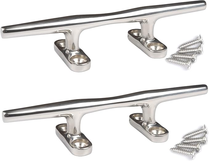 Boat Cleats 4 inch/5 inch/6 inch/8 inch Marine Dock Cleats Stainless Steel Boat Rope Cleat with Fasteners for Marine, Deck, Nautical Décor